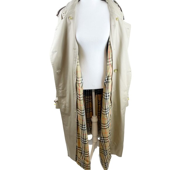 Vintage Burberry Trench Coat Classic Tan Double Breasted 48L (US 14 or XL) - Picture 8 of 16
